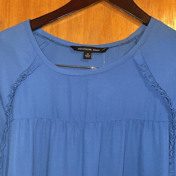 •ZAC & RACHEL•NWT AGEAN BLUE RUFFLE FLOWY BLOUSE SIZE 1X - Picture 7 of 10